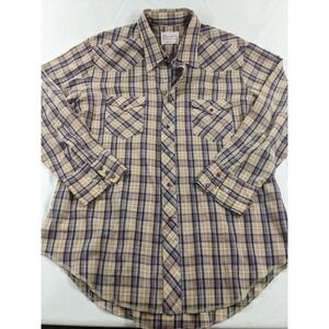 VTG 70s Wrangler Permanent Press Long Tail Pearl Snap Lightweight L letterkenny